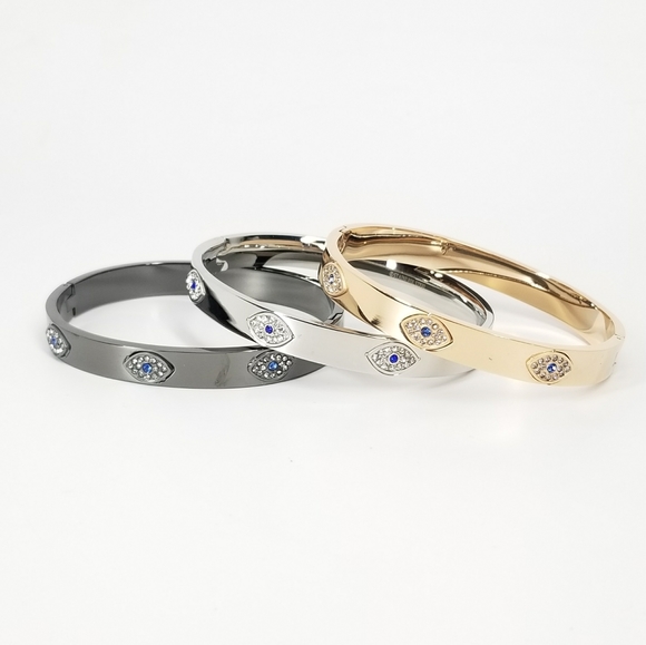 NWT Trendy Evil Eye Stainless Steel Cuff Bracelet - Picture 10 of 11